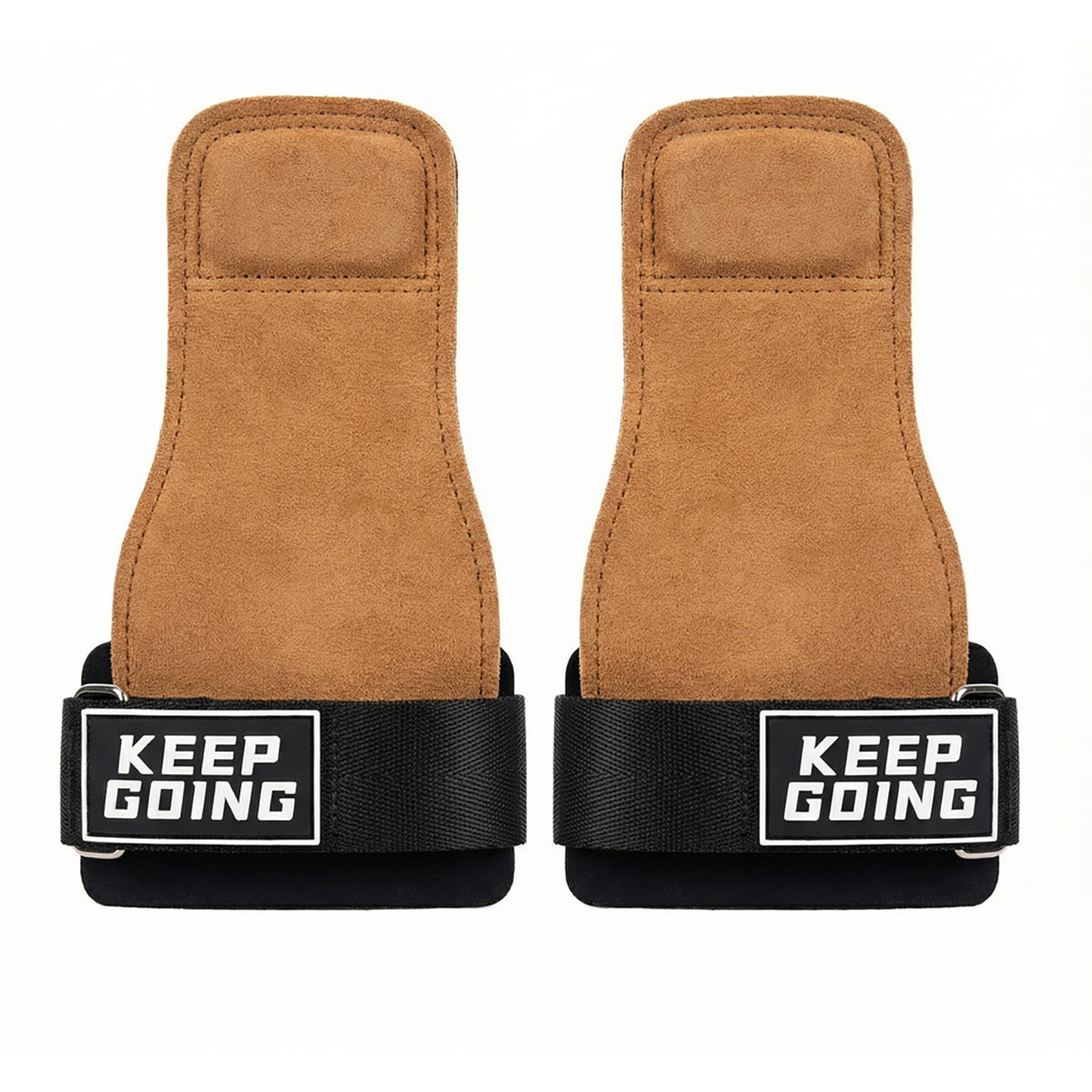 Custom leather-grip lifting grips, Style 1-01 for private-label fitness brands