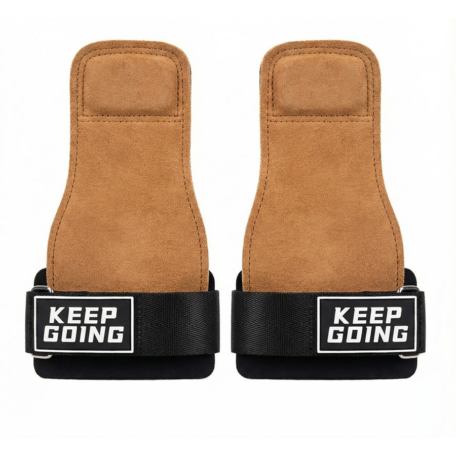Custom leather-grip lifting grips, Style 1-01 for private-label fitness brands