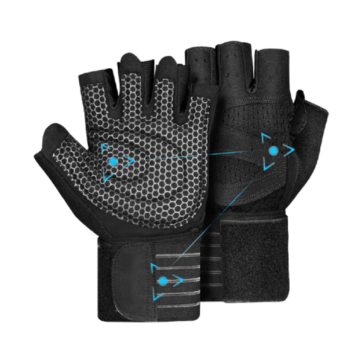 Custom fingerless gym gloves, Style 1-2032 for private-label fitness brands