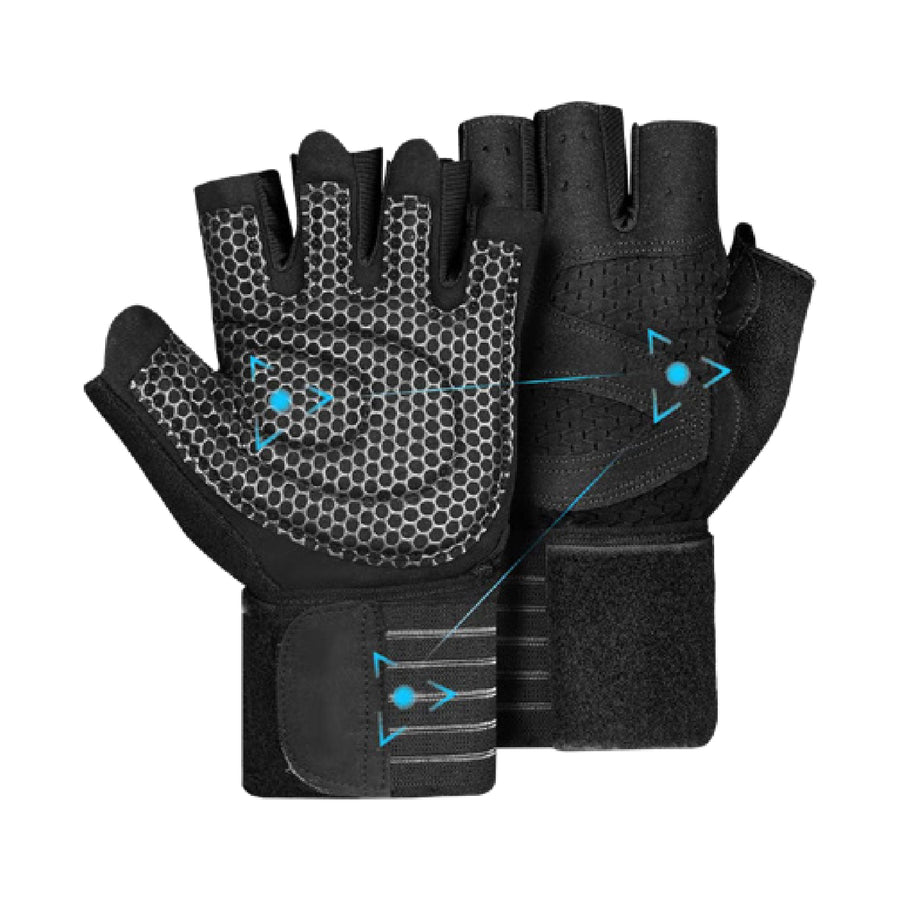 Custom fingerless gym gloves, Style 1-2032 for private-label fitness brands