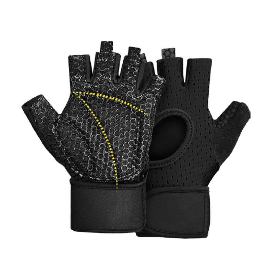 Custom fingerless gym gloves, Style 1-2033 for private-label fitness brands