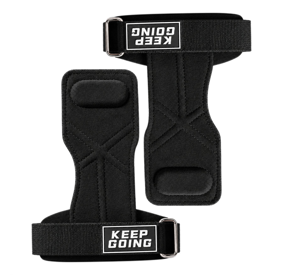 Custom leather-grip lifting grips, Style 1-07 for private-label fitness brands