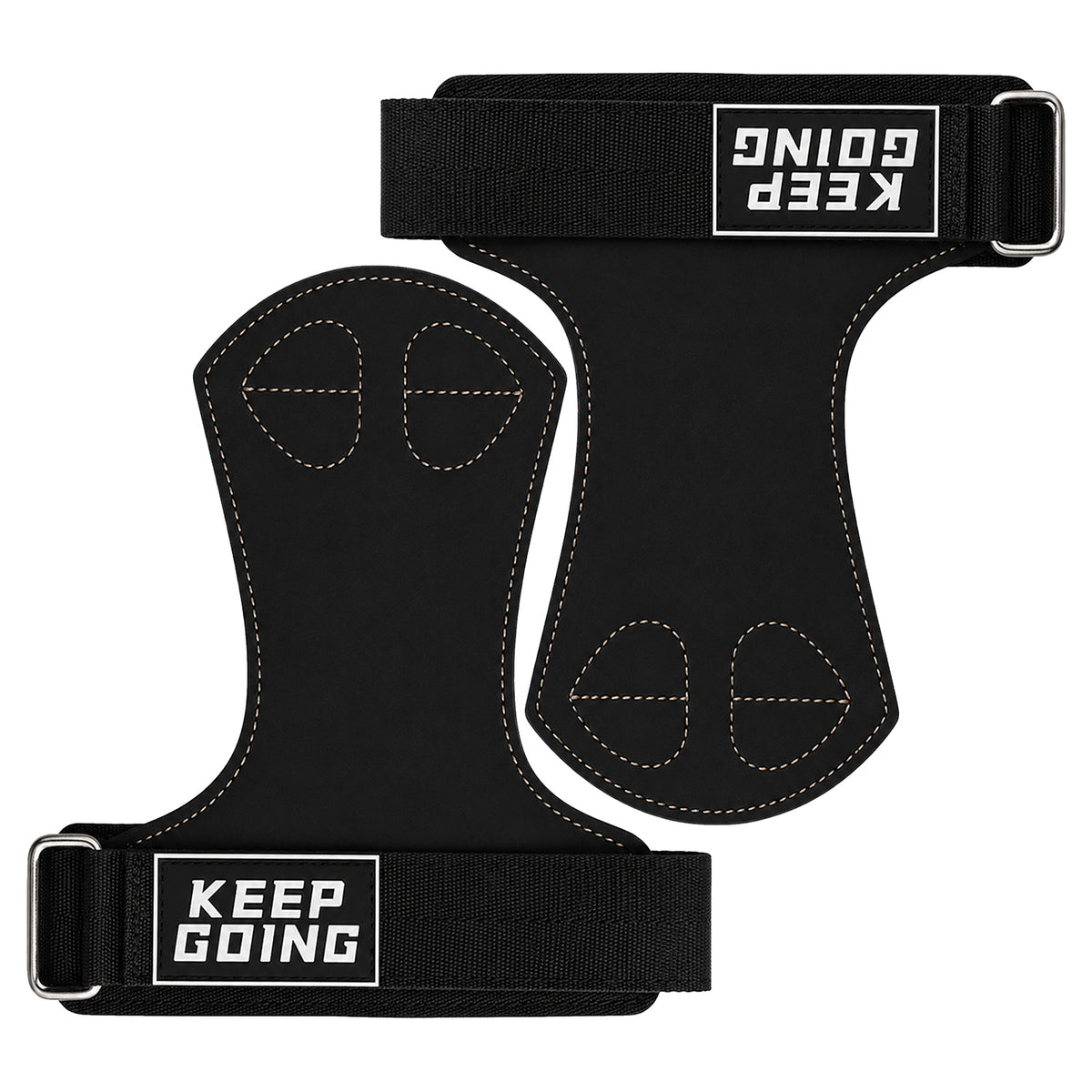 Custom leather-grip lifting grips, Style 1-08 for private-label fitness brands