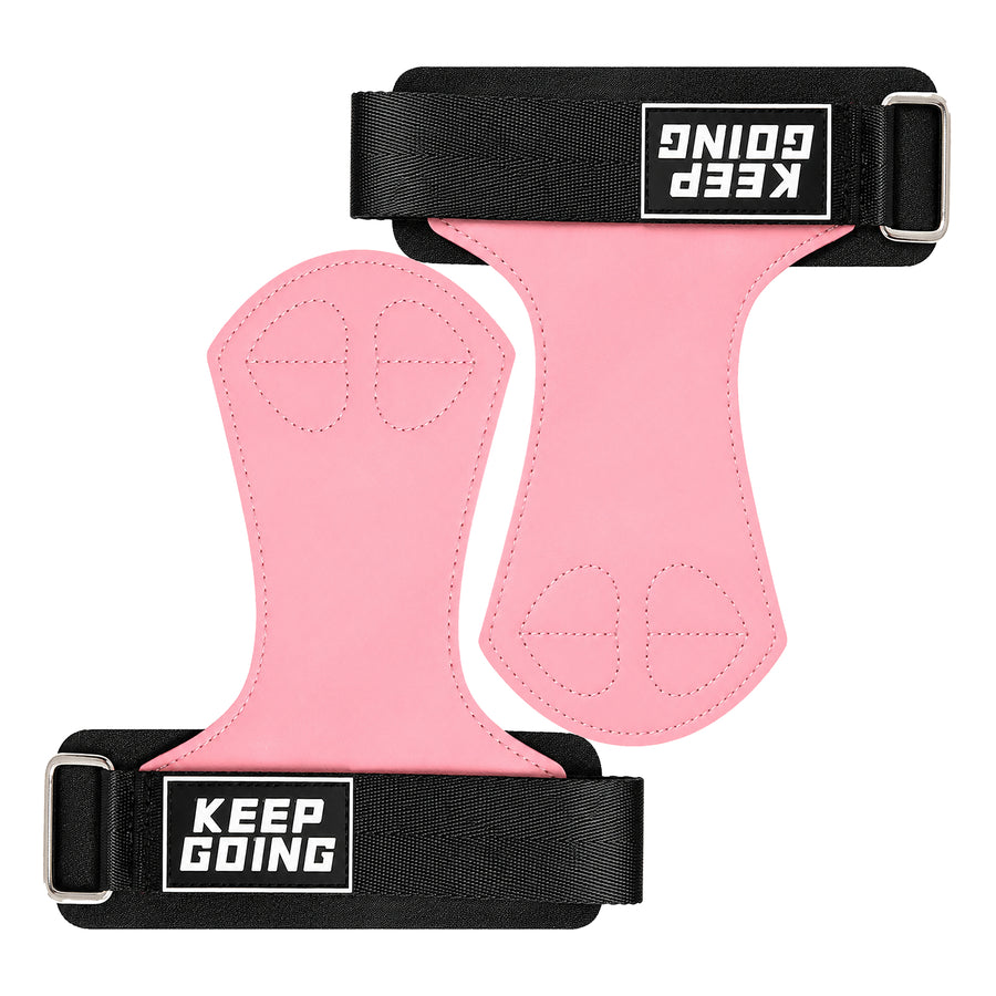 Custom leather-grip lifting grips, Style 1-08 for private-label fitness brands