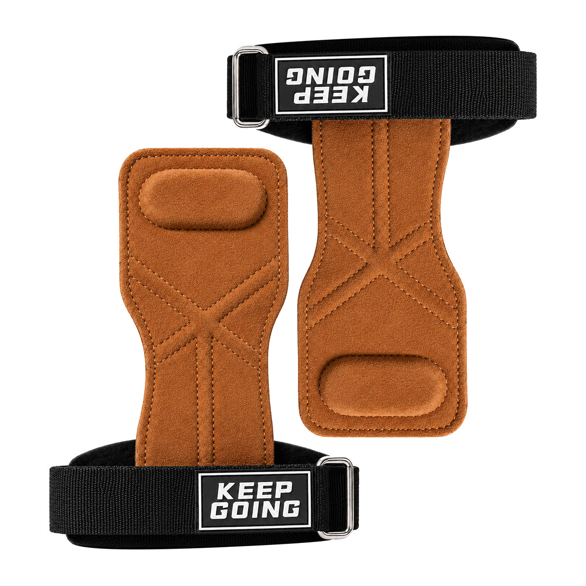 Custom leather-grip lifting grips, Style 1-07 for private-label fitness brands