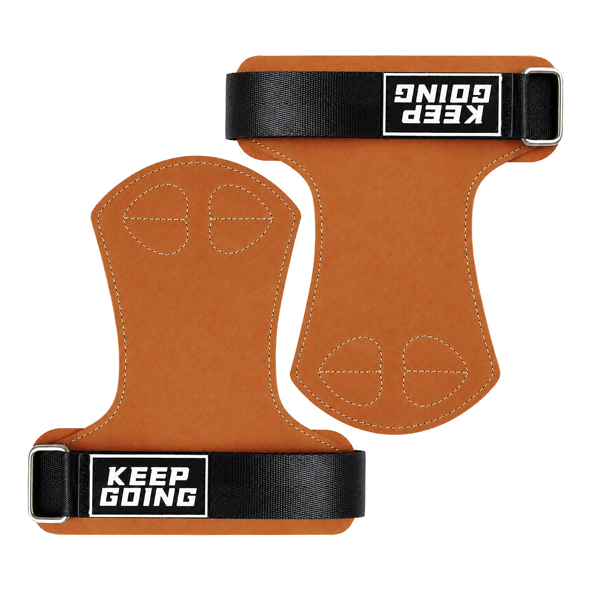 Custom leather-grip lifting grips, Style 1-08 for private-label fitness brands