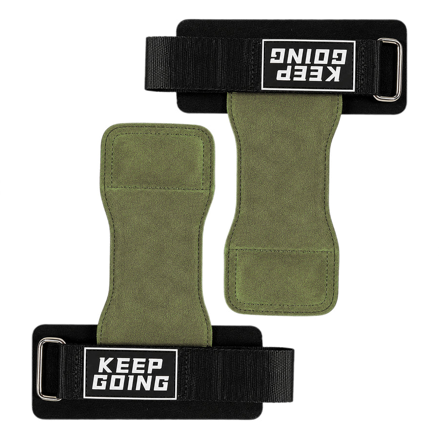Custom leather-grip lifting grips, Style 1-06 for private-label fitness brands