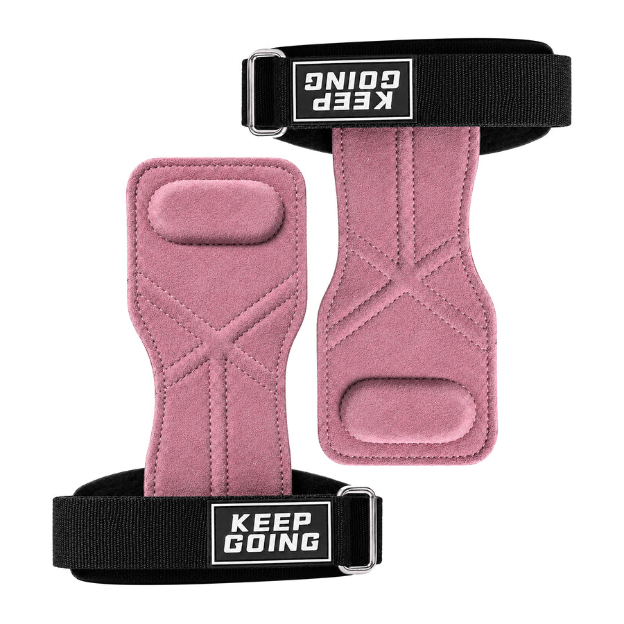 Custom leather-grip lifting grips, Style 1-07 for private-label fitness brands